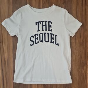 Old Navy Kids "The Sequel" White T-Shirt with Navy Print, Size Small (6/7)